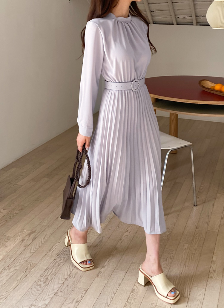 ベルト付リボンプリーツワンピース・全3色 | レディースファッション