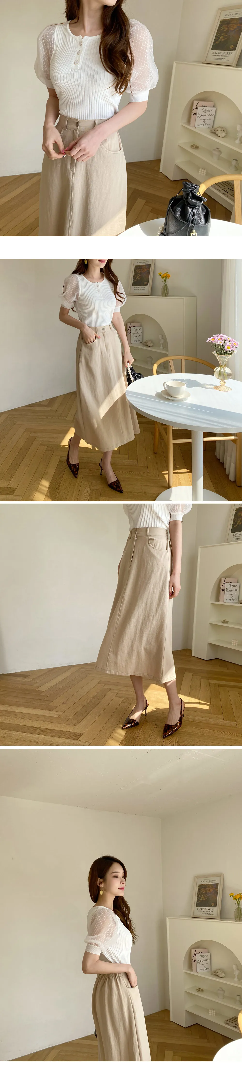 リネン混ステッチAラインスカート・全4色 | DHOLIC PLUS | 詳細画像5