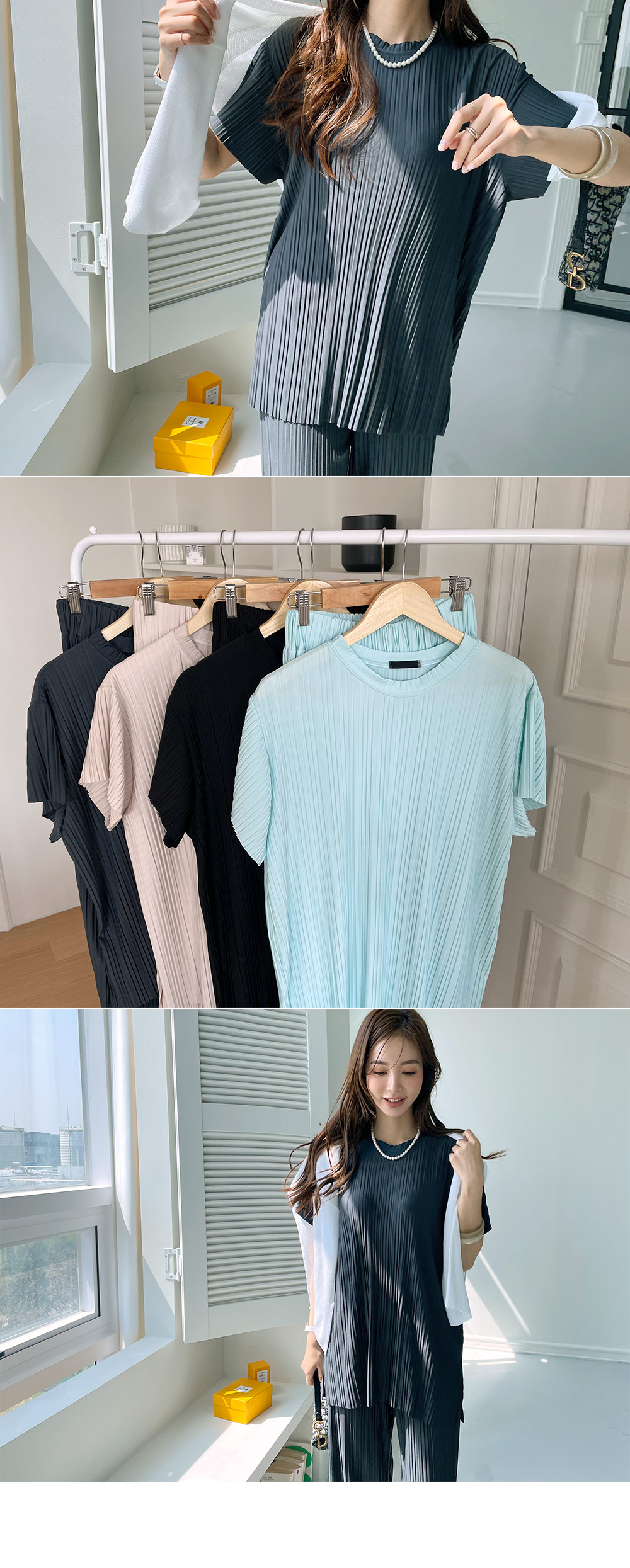 プリーツスリットTシャツ&パンツSET・全4色 | DHOLIC PLUS | 詳細画像3