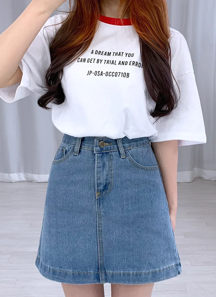 配色ネックレタリングTシャツ | bullang girls | 詳細画像1