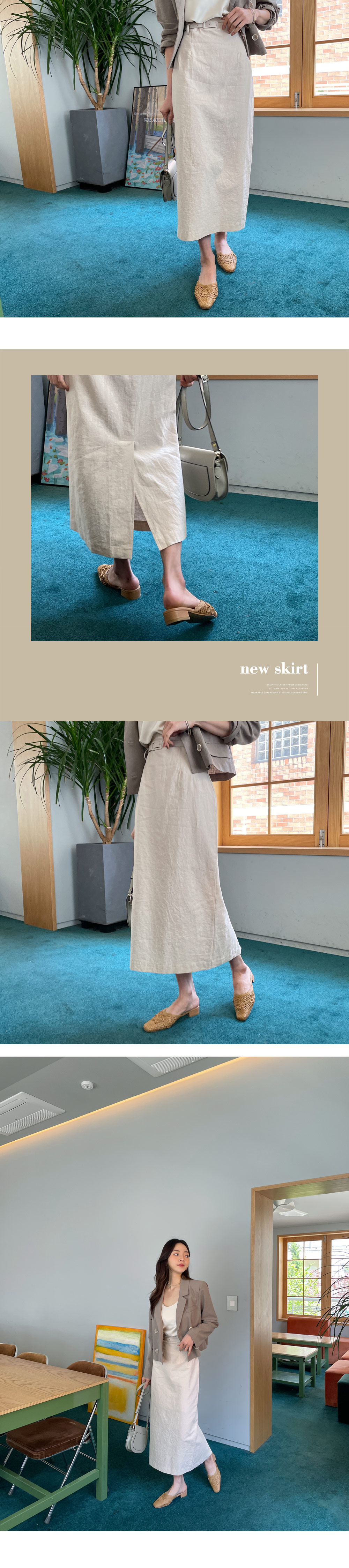 ベルト付リネン混Hラインスカート・全2色 | DHOLIC | 詳細画像2
