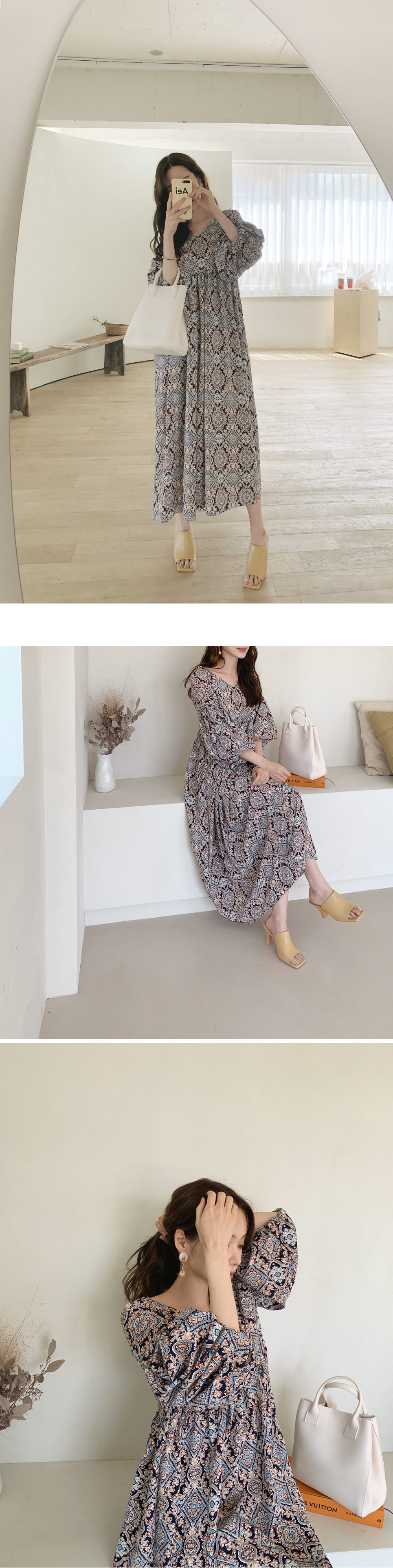 ♡新品未使用タグ付き♡ボンポワン♡duchesse♡ワンピース♡８a♡ ボヘミアンフローラルパフワンピース・全2色 | レディースファッション
