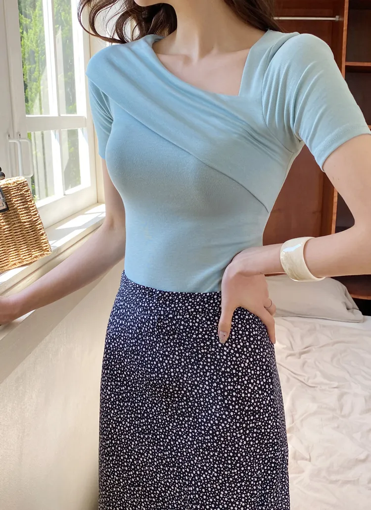 ダイアゴナルスリムTシャツ・全5色 | DHOLIC | 詳細画像1