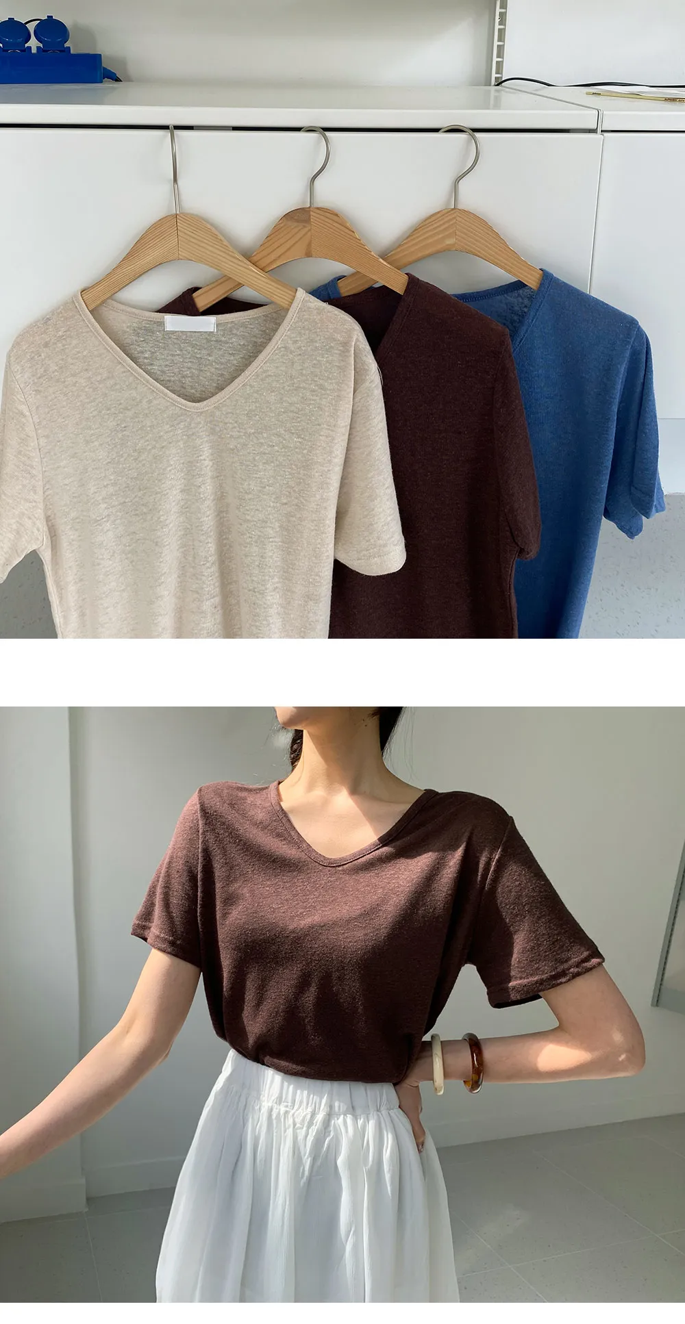 リネン混VネックTシャツ・全8色 | DHOLIC | 詳細画像7