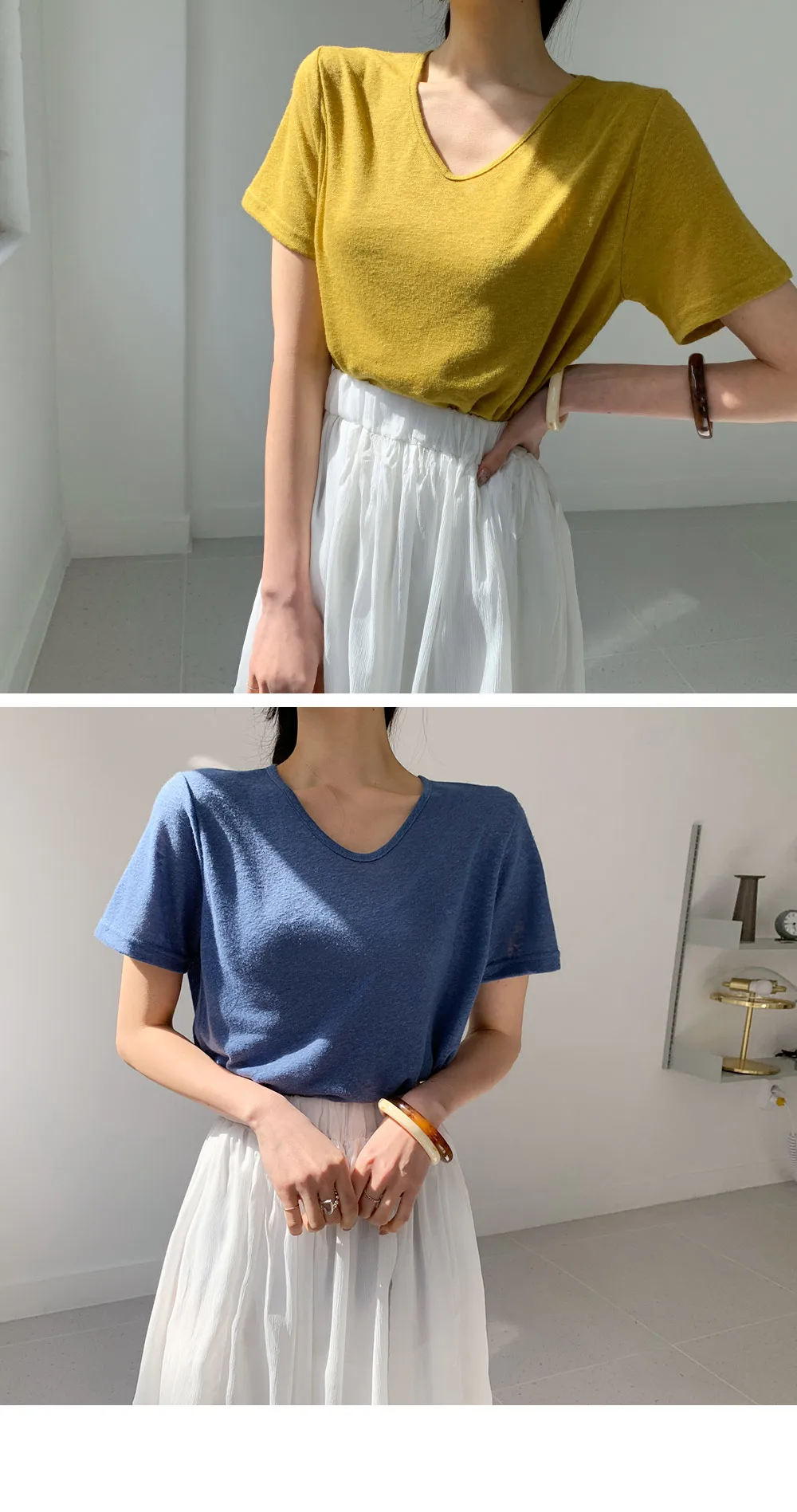 リネン混VネックTシャツ・全8色 | DHOLIC | 詳細画像8