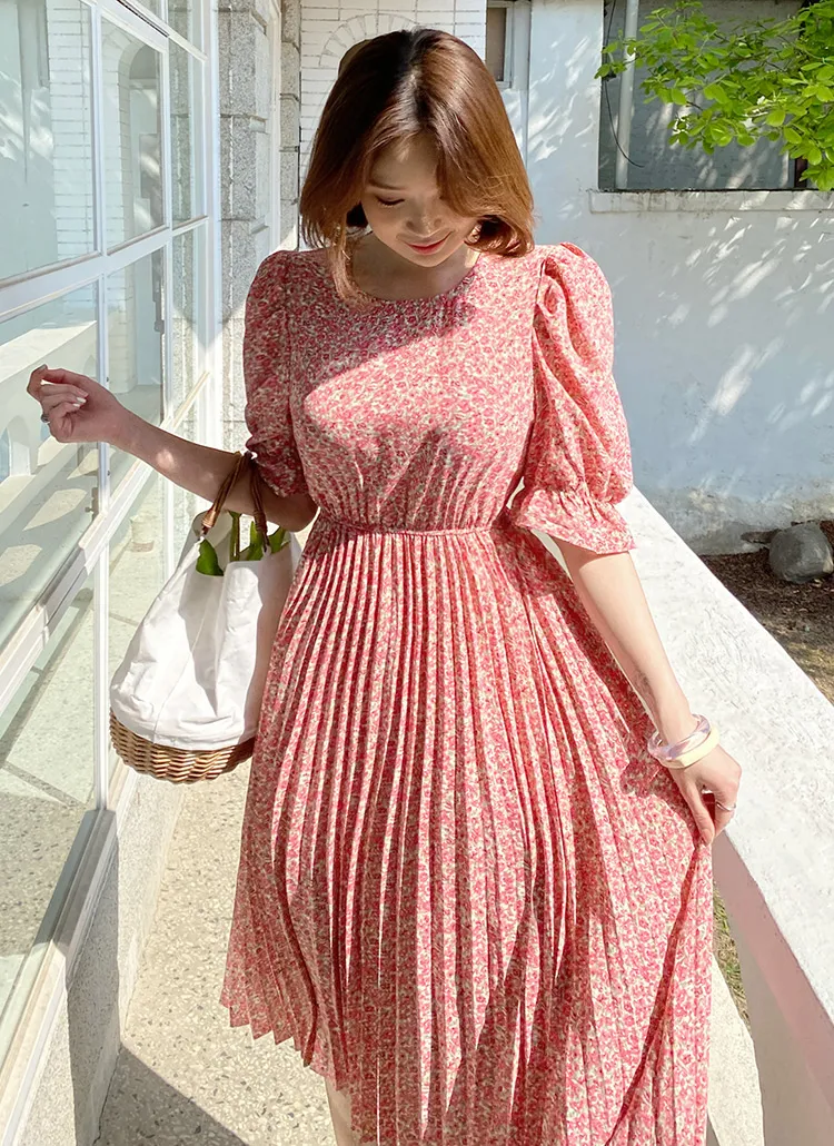 花柄プリーツロングワンピース・全2色 | レディースファッション通販 
