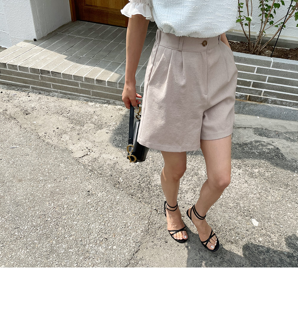 DEUX MI / タックショートパンツ ベルト付き 2タックショートパンツ [M4111] - レディース