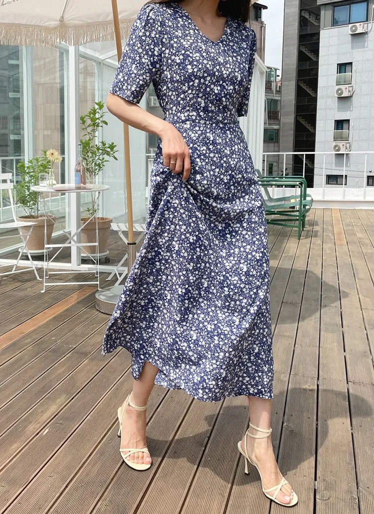 ノースリーブワンピース 花柄 ロング丈 春夏 上品 【Sサイズ】 （V  