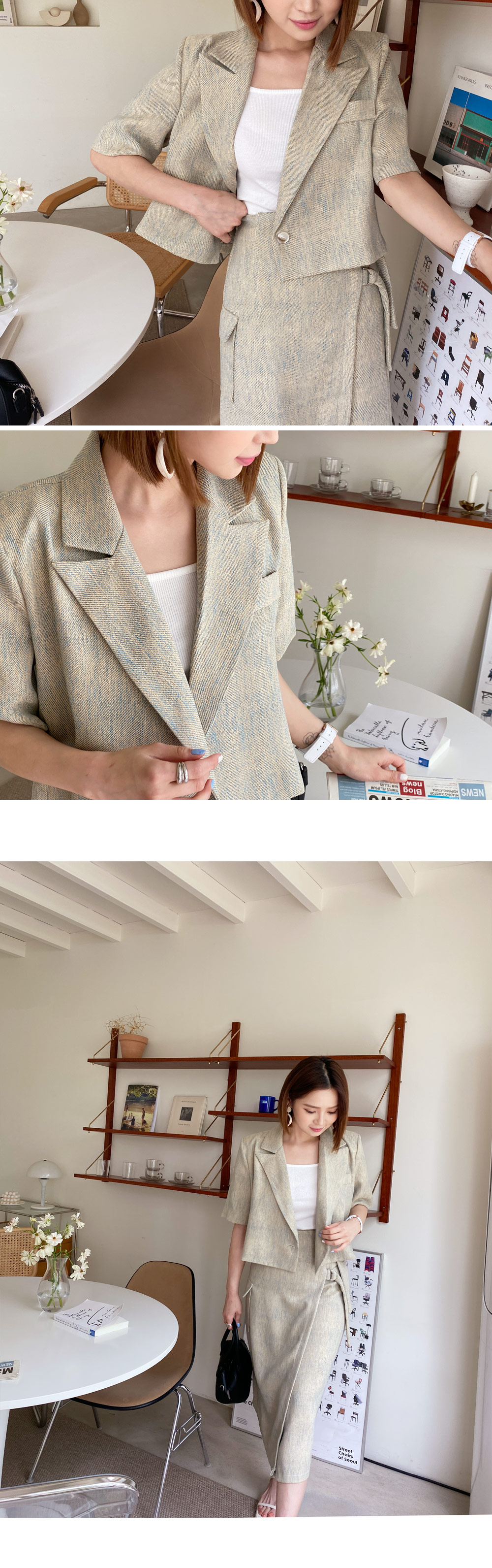 半袖クロップドジャケッ&ベルトラップスカートSET・全2色 | DHOLIC | 詳細画像4