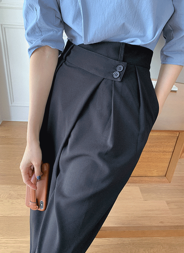 ダブルボタンバンドスラックスパンツ レディースファッション通販 Dholic