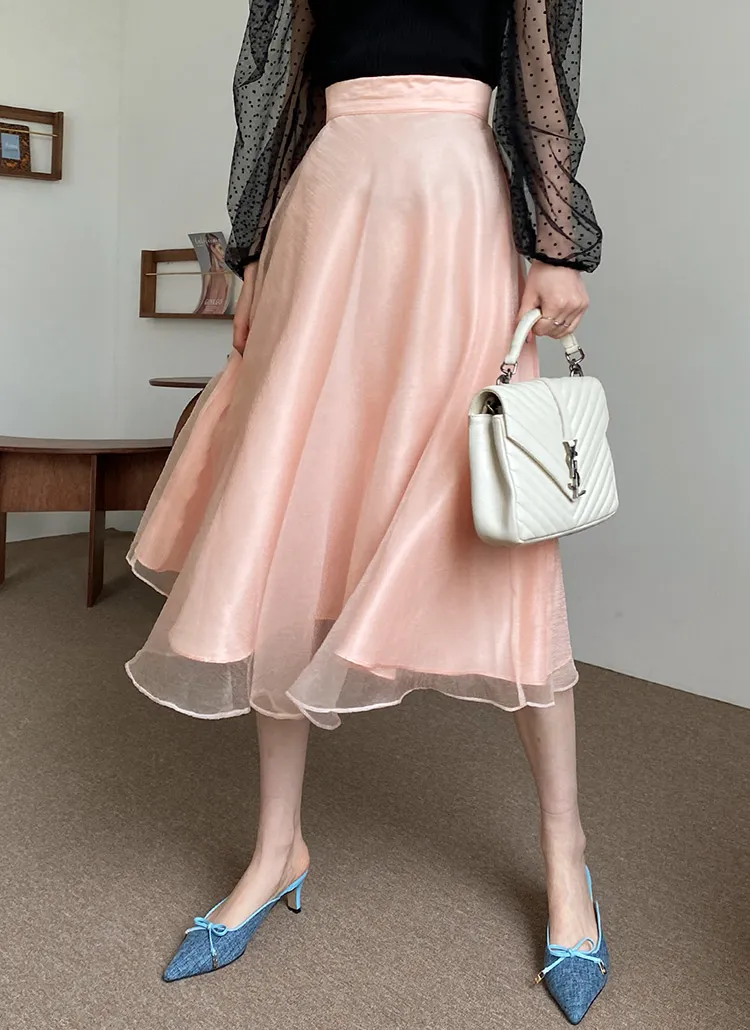 オーガンジーAラインスカート・全2色 | DHOLIC PLUS | 詳細画像1