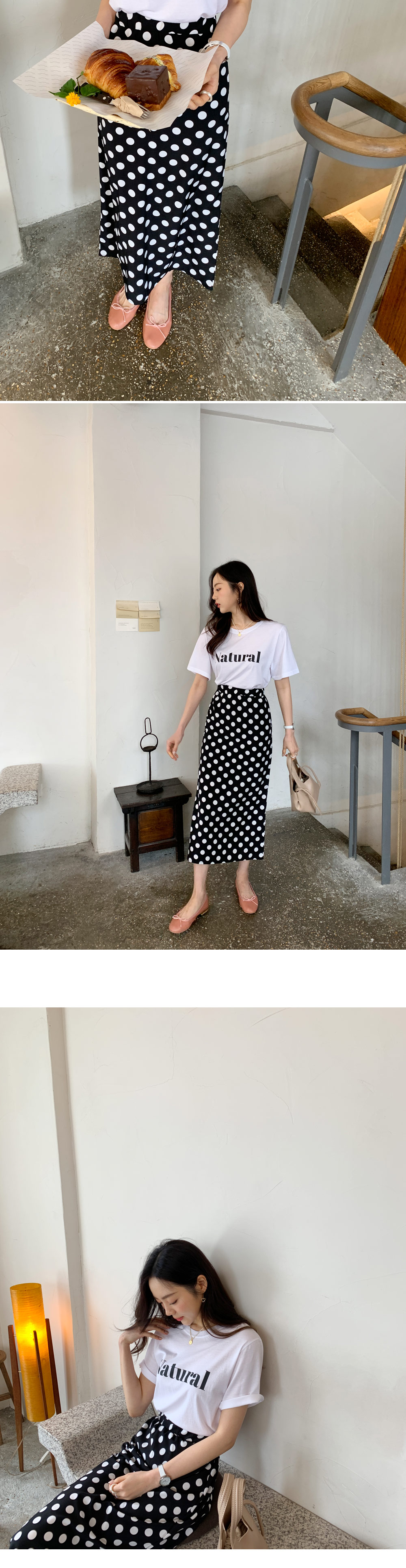 レタリングTシャツ&ドットスカートSET・全1色 | DHOLIC | 詳細画像7