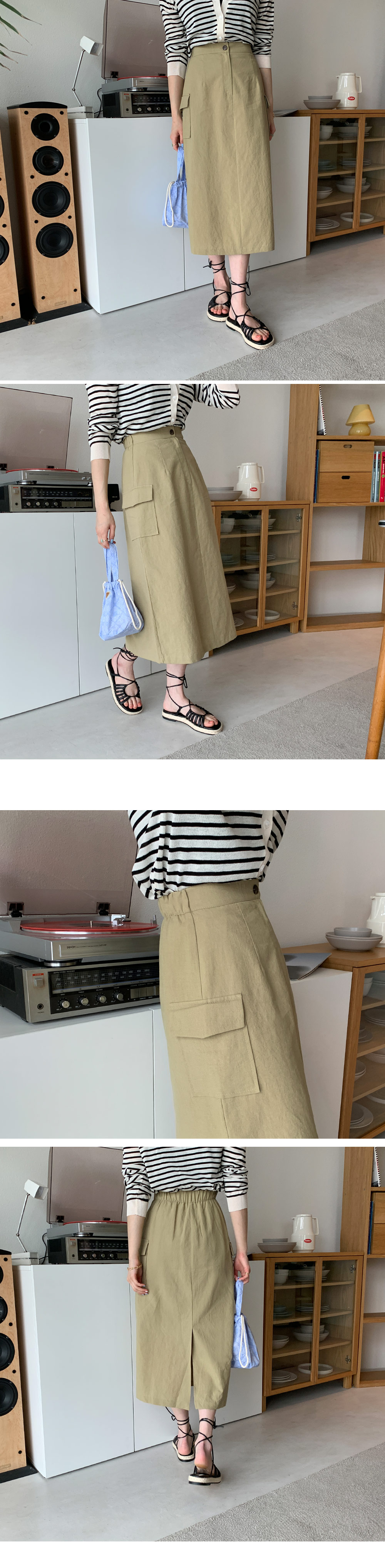 リネン混カーゴポケットスカート・全4色 | DHOLIC | 詳細画像2