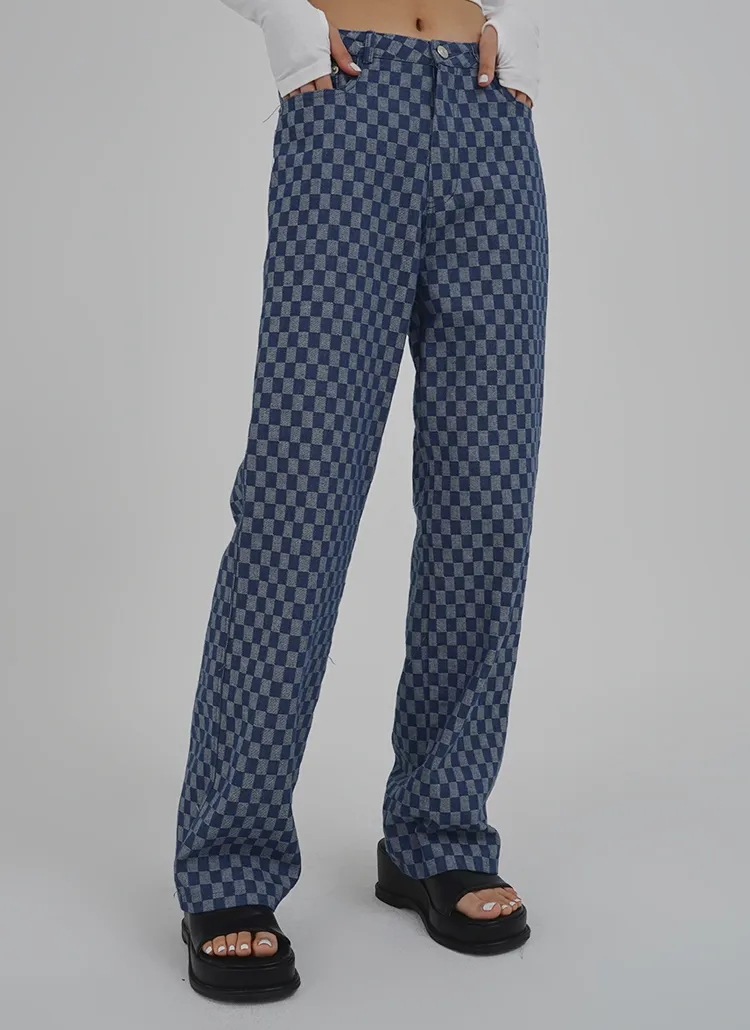 ブロックチェックデニムパンツ | レディースファッション通販 - DHOLIC 