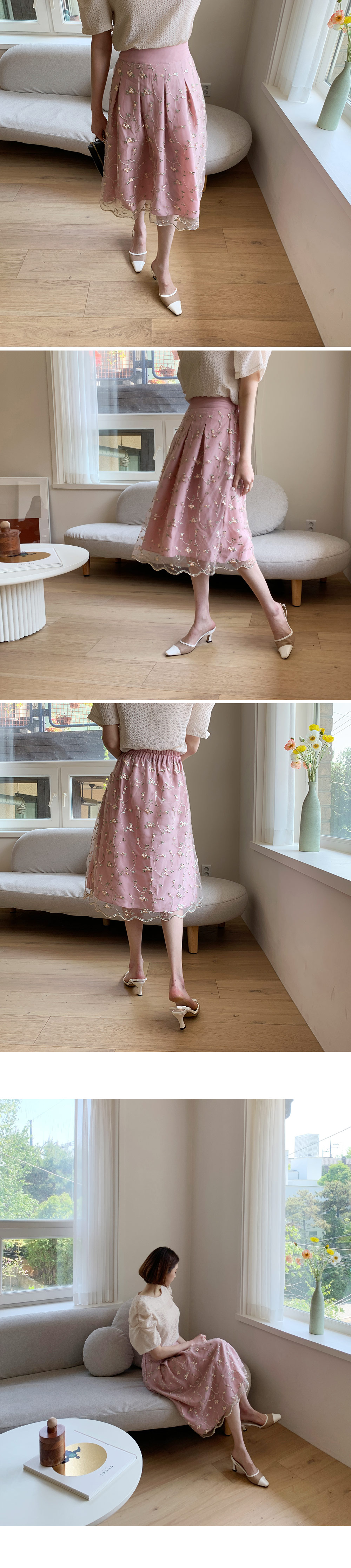 フラワー刺繍スカート・全2色 | DHOLIC | 詳細画像2