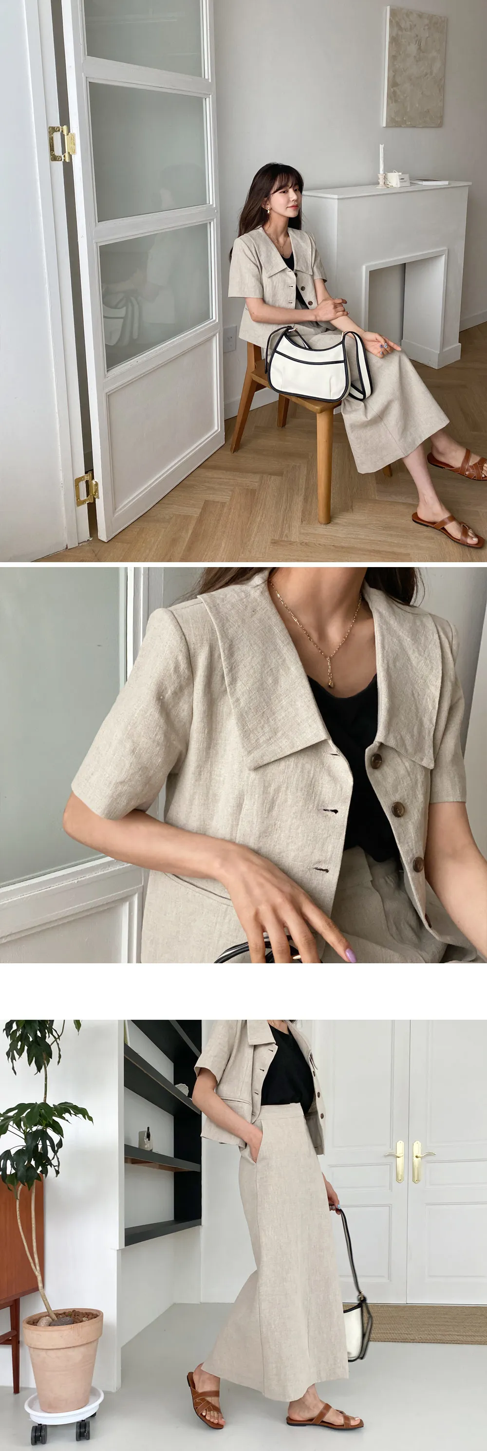リネン混クロップドジャケット&HラインスカートSET・全3色 | DHOLIC | 詳細画像9