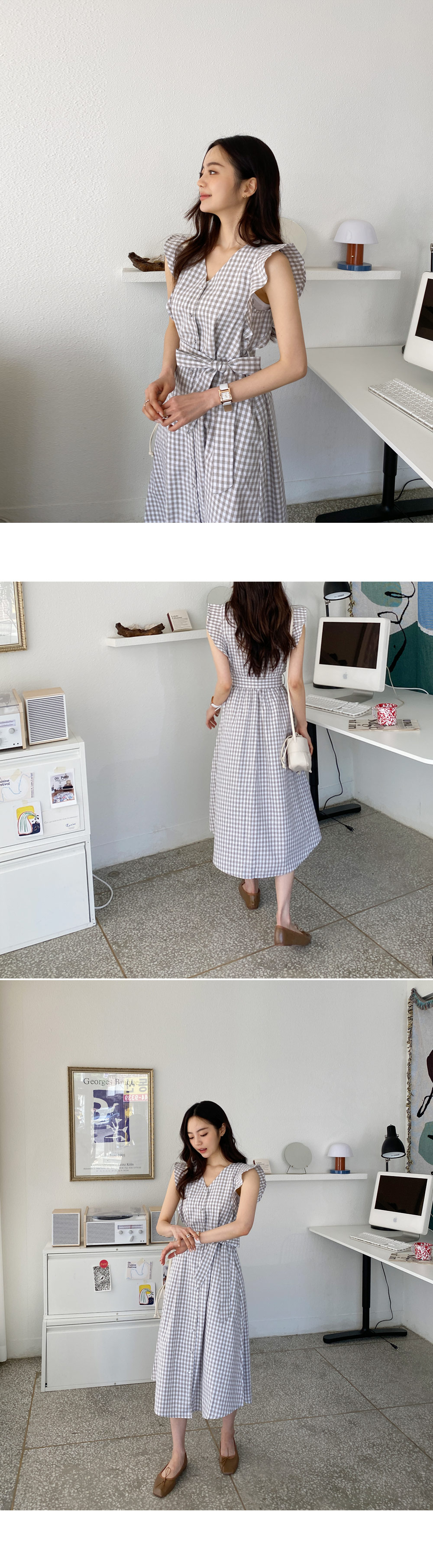 ★送料込◆3色 ウエストツイスト リボンストラップ ワンピース ストラップSETボタン花柄ワンピース・全3色 | レディース