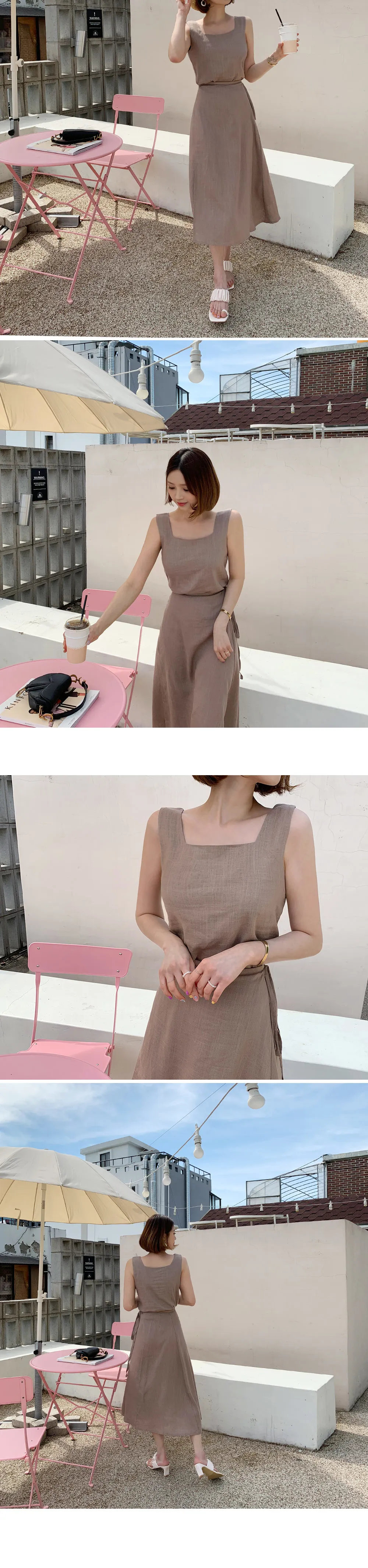 リネン混スリーブレス&ラップスカートSET・全3色 | DHOLIC | 詳細画像5