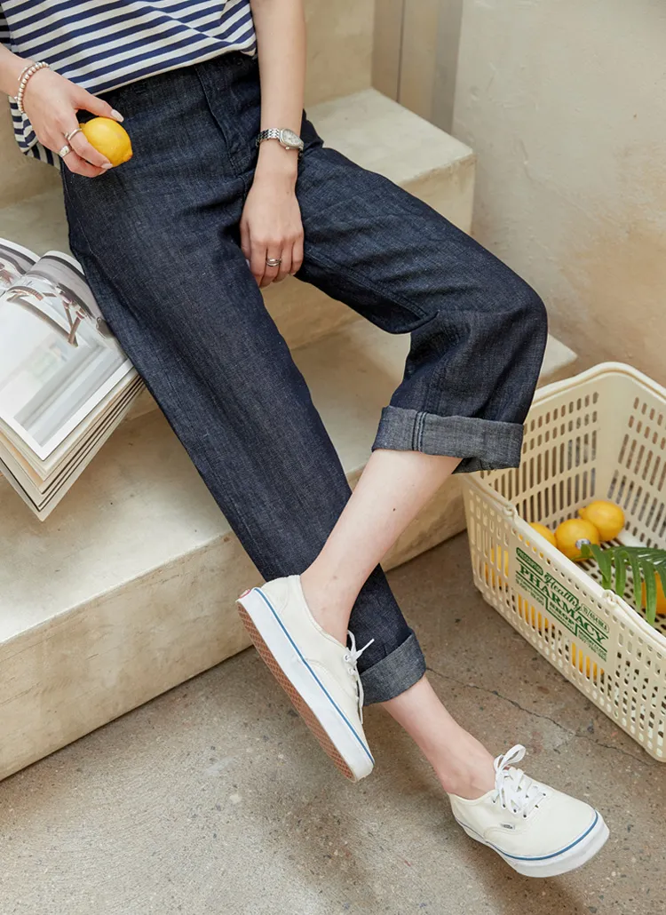 リネン混デニムパンツ | レディースファッション通販 - DHOLIC 