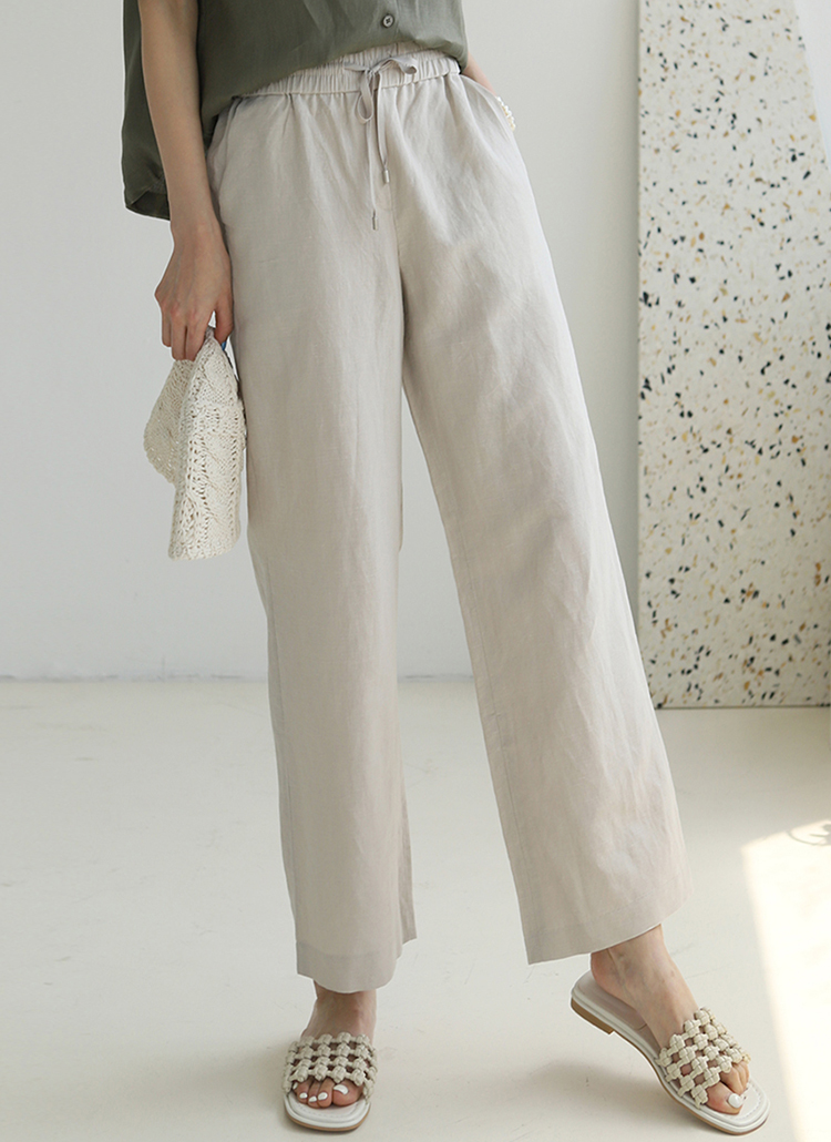 リネン混ウエストゴムワイドパンツ P パンツ ワイドパンツ レディースファッション通販 Dholic ディーホリック