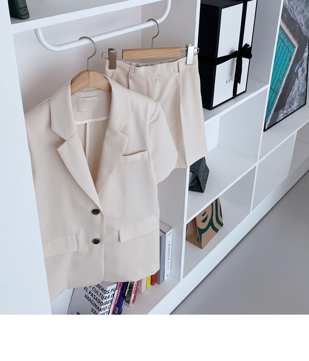 ルーズ半袖ジャケット&タックショートパンツSET・全4色 | DHOLIC | 詳細画像7