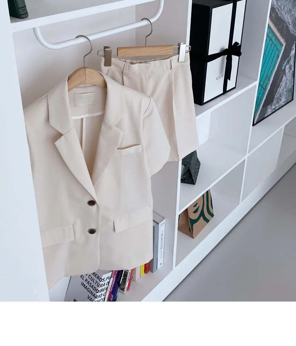 ルーズ半袖ジャケット&タックショートパンツSET・全4色 | DHOLIC | 詳細画像7