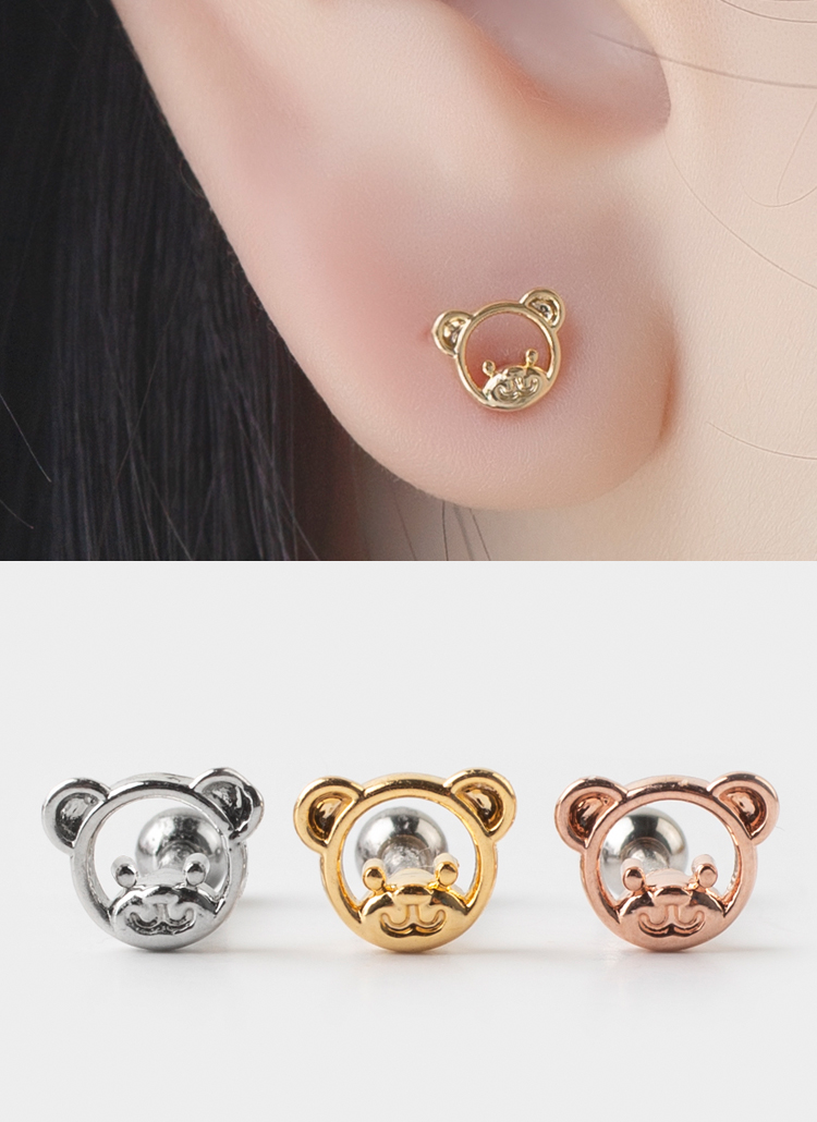 ラウンドベアモチーフピアス(片耳用) | レディースファッション通販