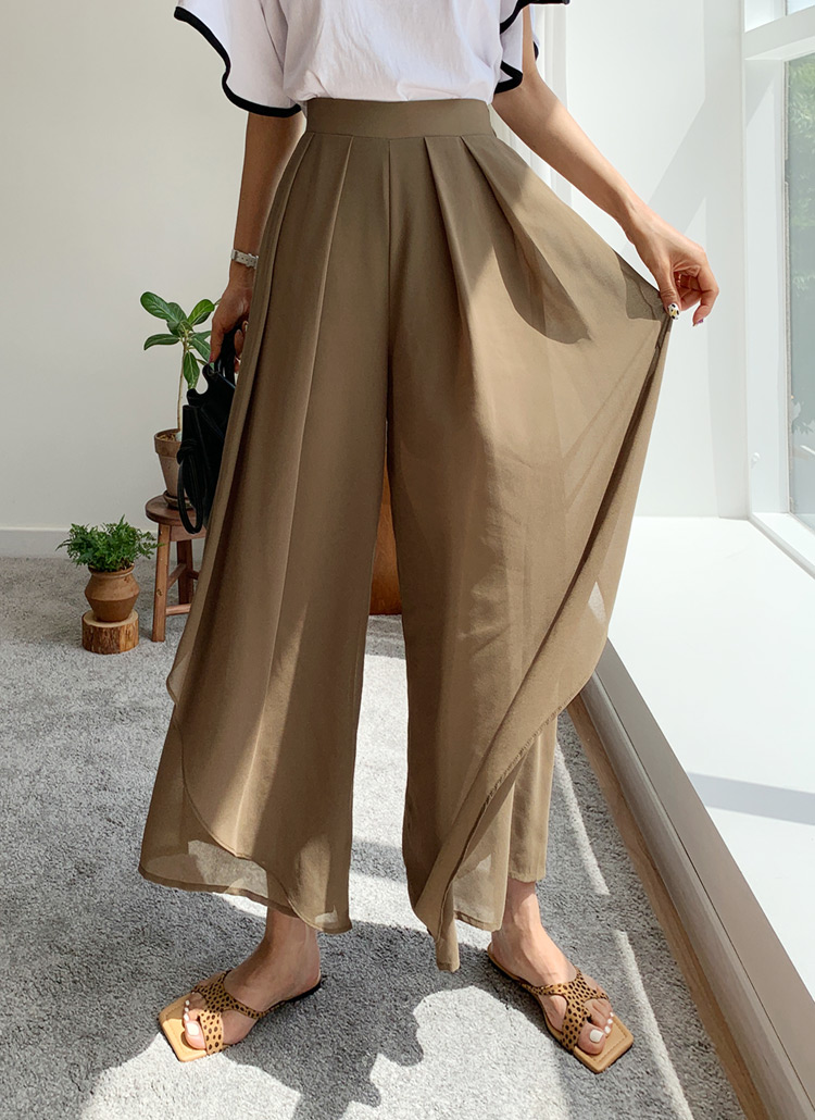 ANDERSSON BELL レースプリーツスカートパンツ ベージュ シフォンフレアスカートパンツ・全3色 | レディースファッション