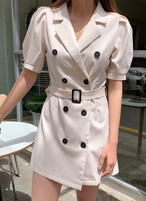 ベルト付ダブルボタンコート風ワンピース P ワンピース ミニワンピース レディースファッション通販 Dholic ディーホリック
