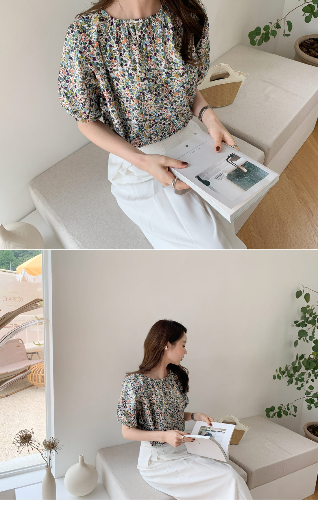 パフフラワーパターンブラウス・全3色 | DHOLIC PLUS | 詳細画像2