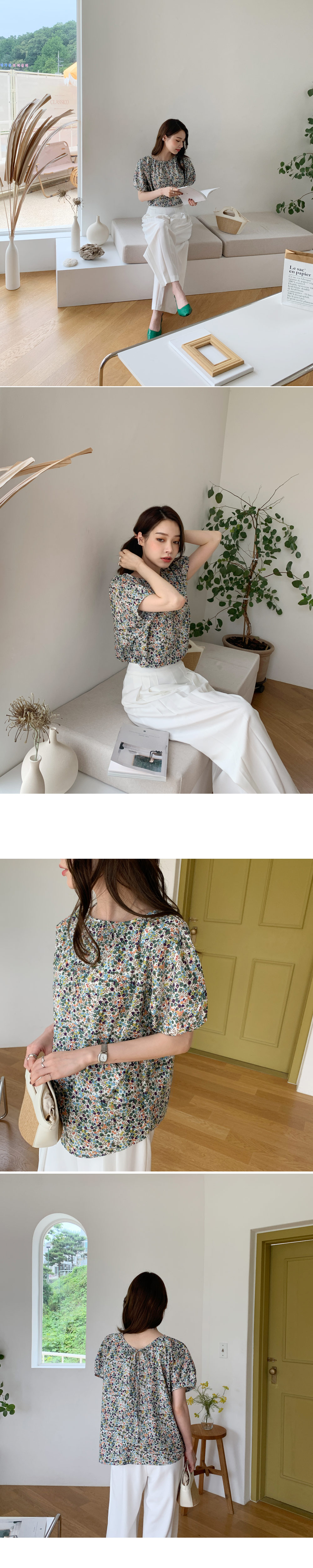 パフフラワーパターンブラウス・全3色 | DHOLIC PLUS | 詳細画像3