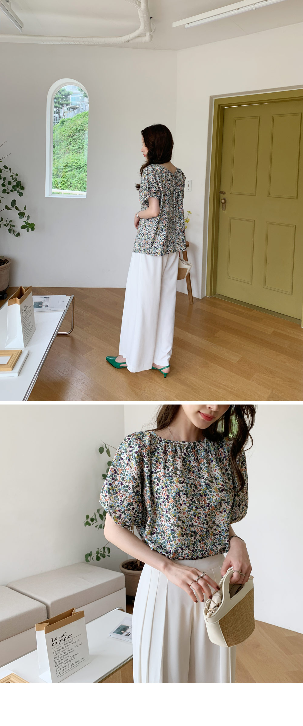 パフフラワーパターンブラウス・全3色 | DHOLIC PLUS | 詳細画像5