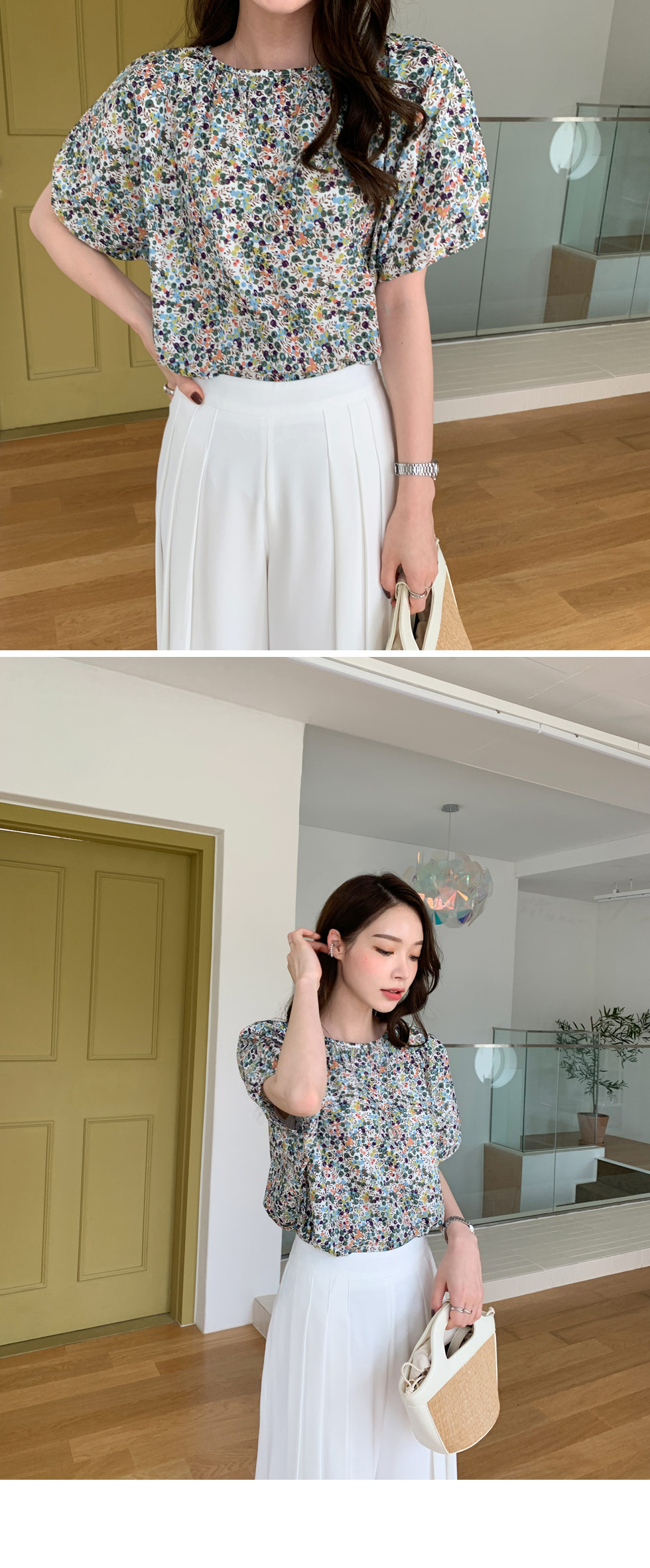 パフフラワーパターンブラウス・全3色 | DHOLIC PLUS | 詳細画像6