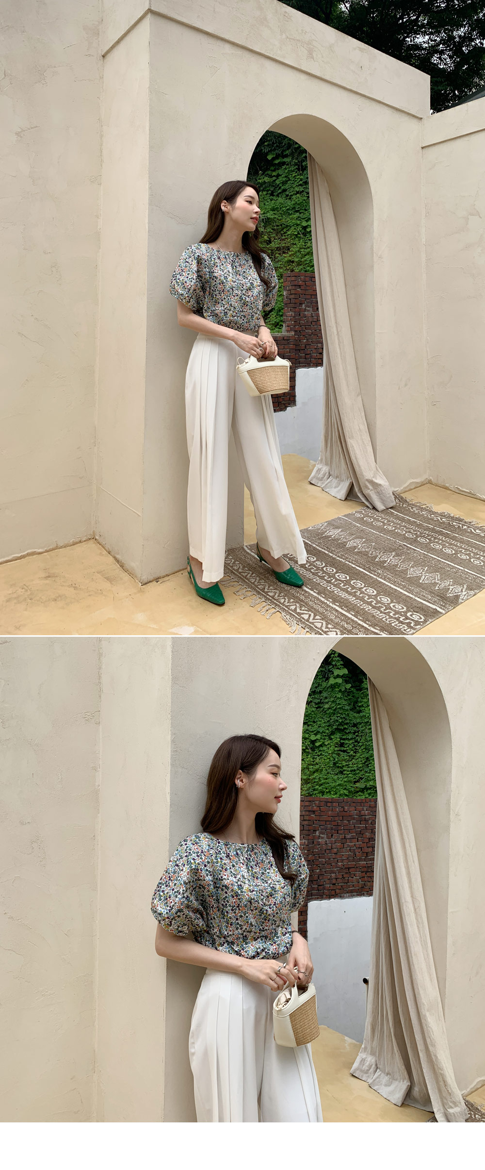 パフフラワーパターンブラウス・全3色 | DHOLIC PLUS | 詳細画像8