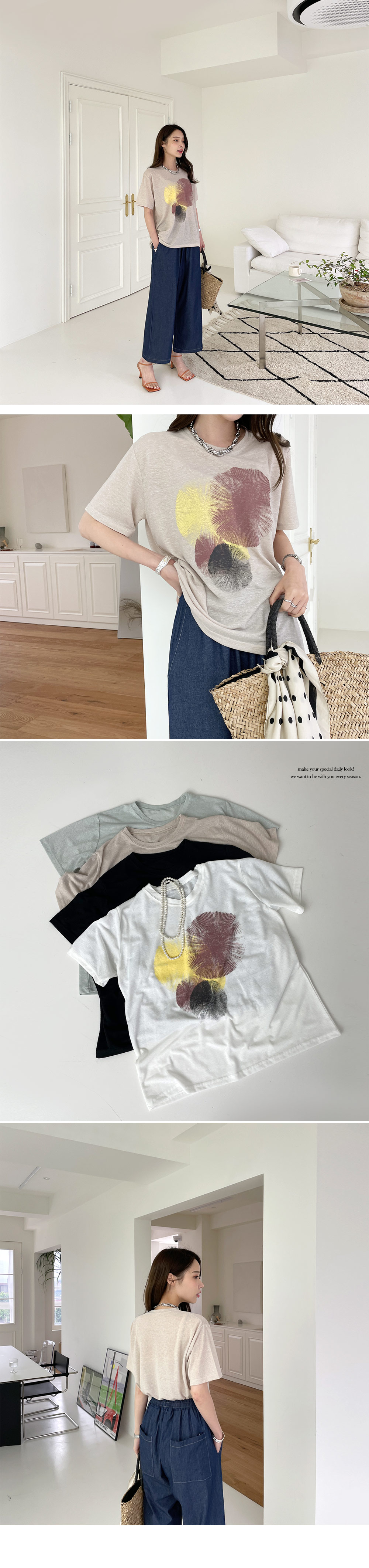 リネン混プリントTシャツ・全4色 | DHOLIC PLUS | 詳細画像2