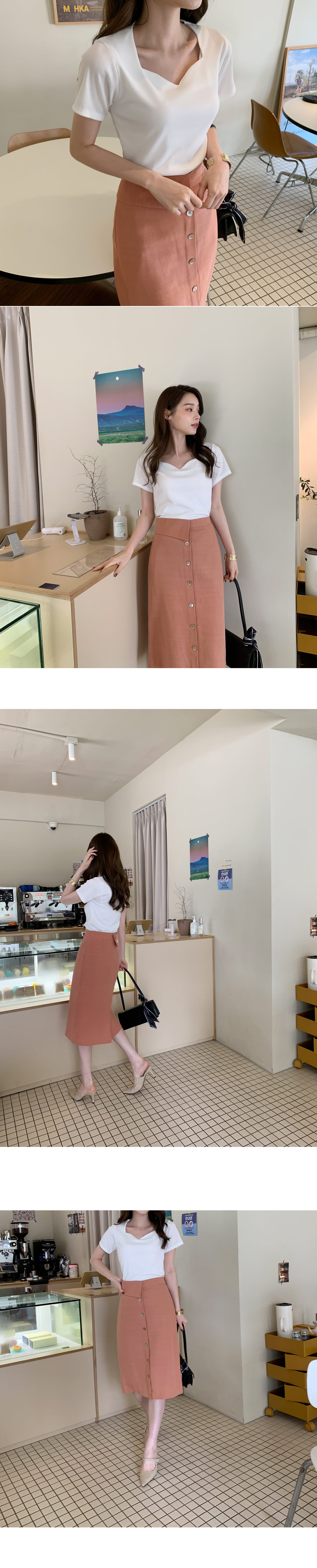 Hラインボタンスカート・全3色 | DHOLIC | 詳細画像3