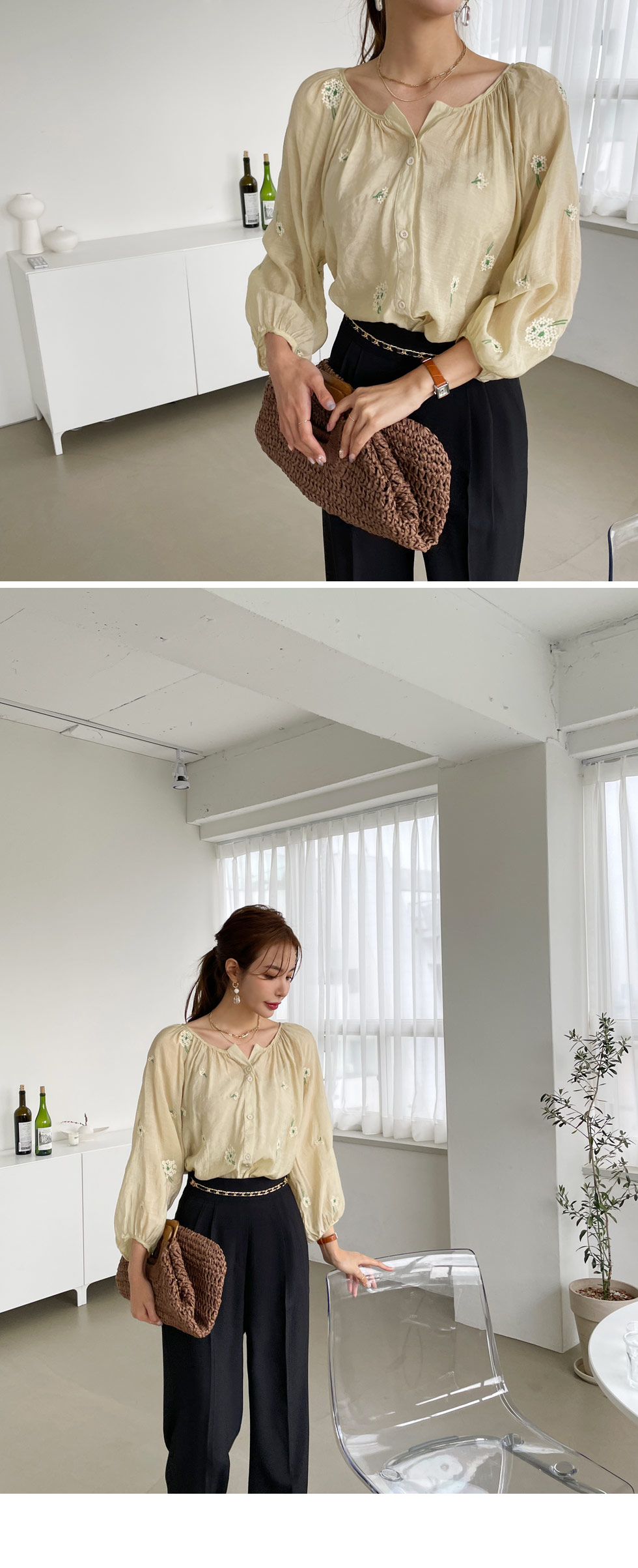 花柄刺繍シフォンブラウス・全2色 | レディースファッション通販 - DHOLIC