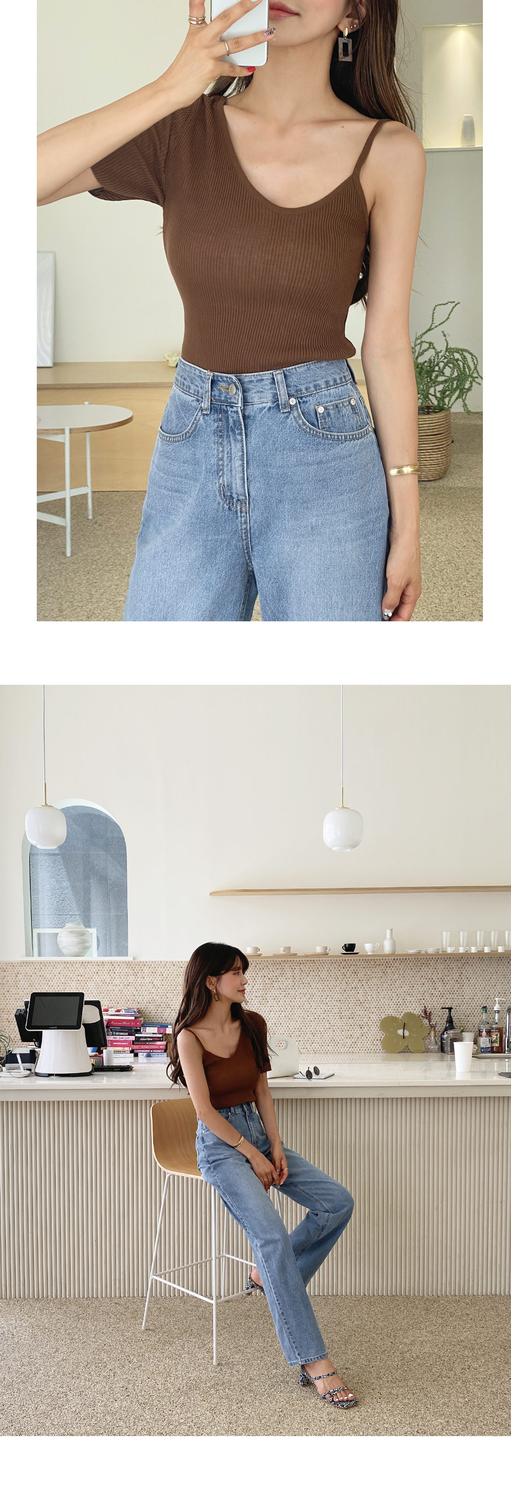 ツーボタンハイウエストデニムパンツ | レディースファッション