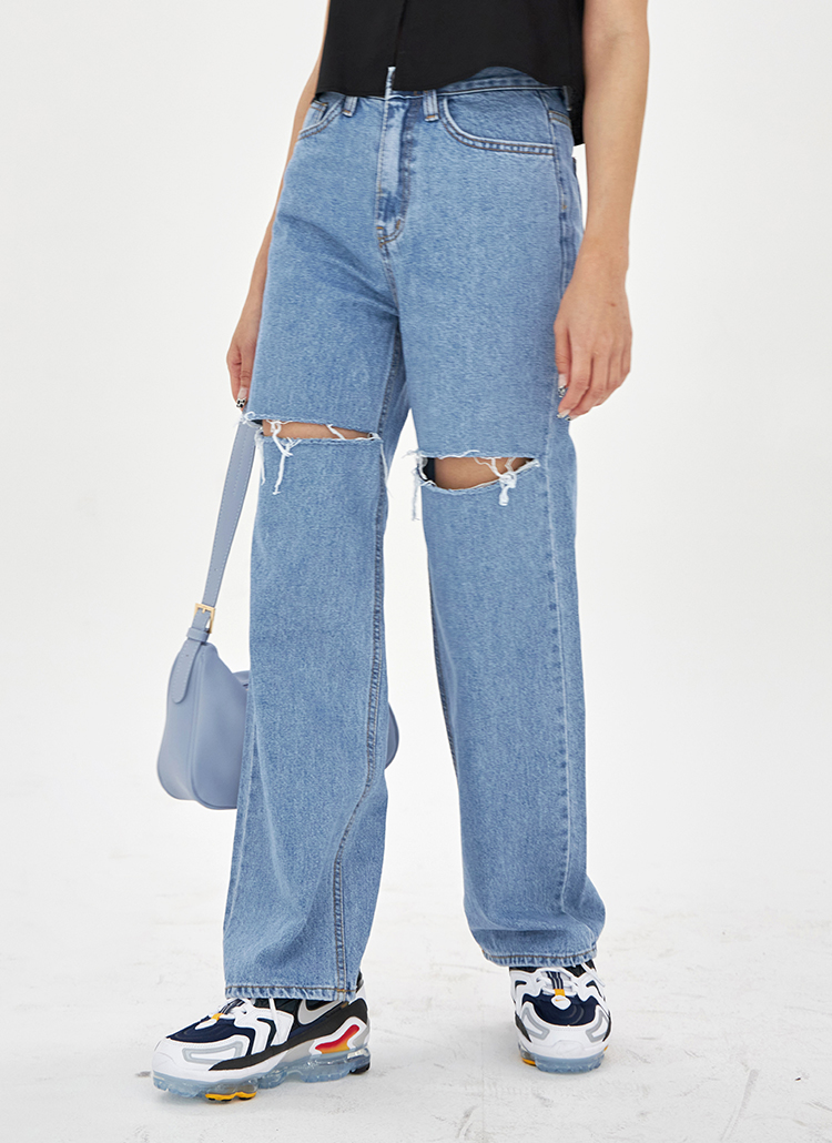 カットダメージメンズライクデニムパンツ P2530 ジーンズ ワイド レディースファッション通販 Dholic ディーホリック