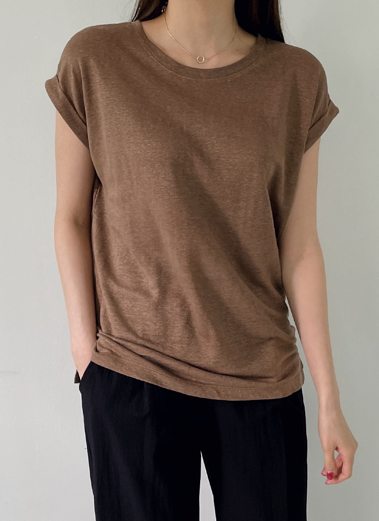リネンロールアップフレンチスリーブtシャツ P トップス 半袖tシャツ レディースファッション通販 Dholic ディーホリック