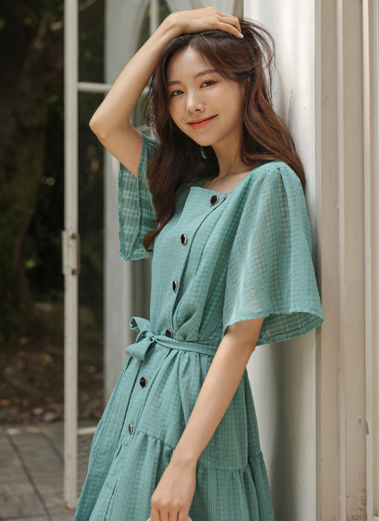 ボタンポイントティアード半袖ロングワンピース春夏 ワンピース ロングワンピース Justone ジャストワン ファッション総合通販 Dholic