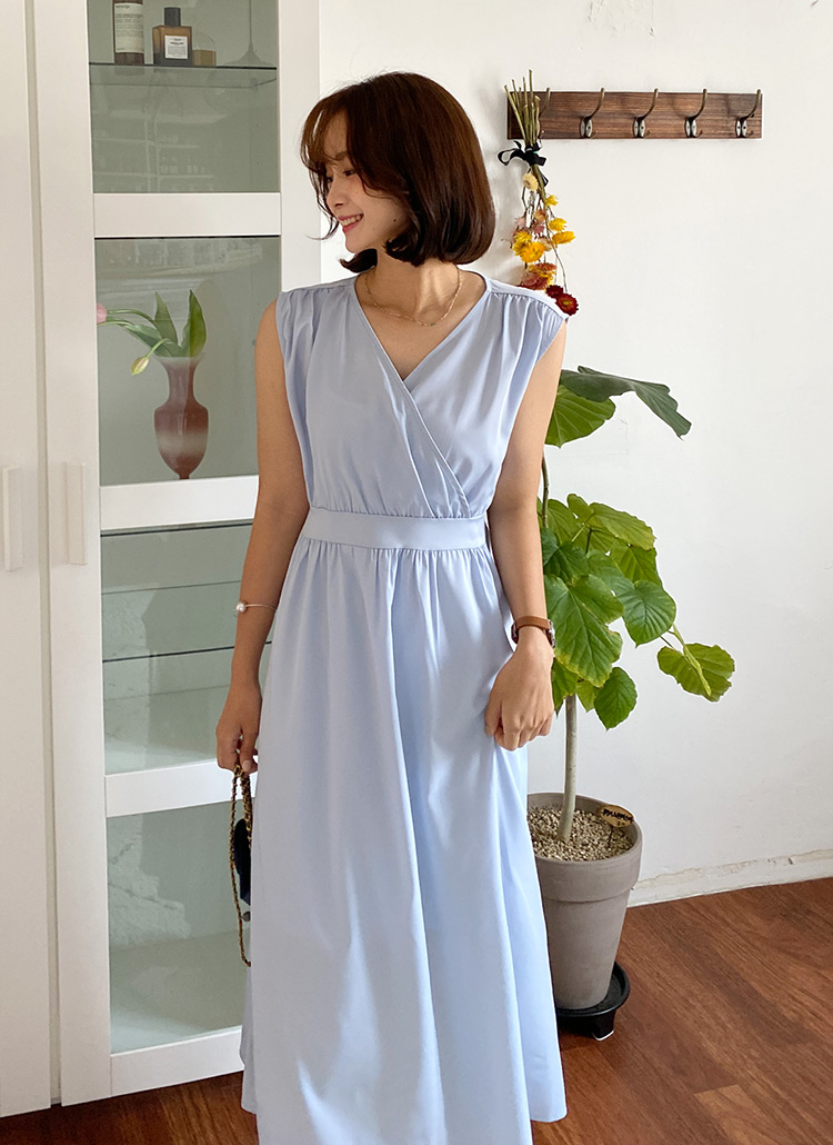 カシュクールノースリギャザーフレアロングスリーブレスフレアワンピース春夏秋 ワンピース ロング Dholic Ladies ディーホリックレディース ファッション総合通販 Dholic