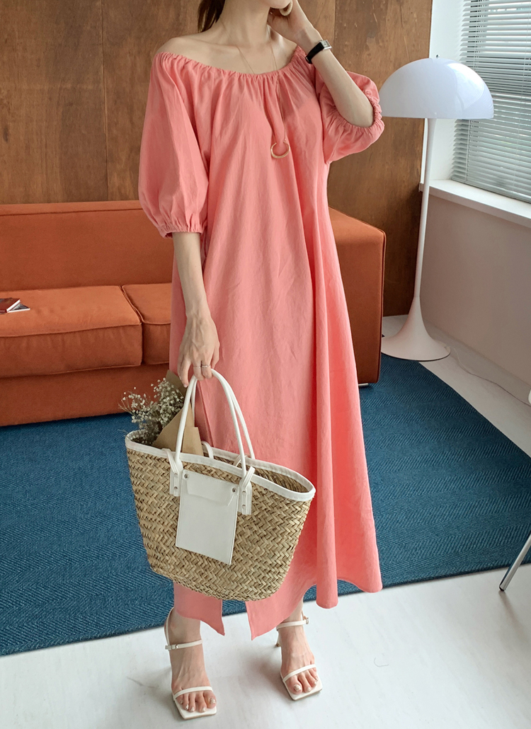 リネン混2wayパフフレアロングワンピース春夏秋 ワンピース ロング Dholic Ladies ディーホリックレディース ファッション総合通販 Dholic