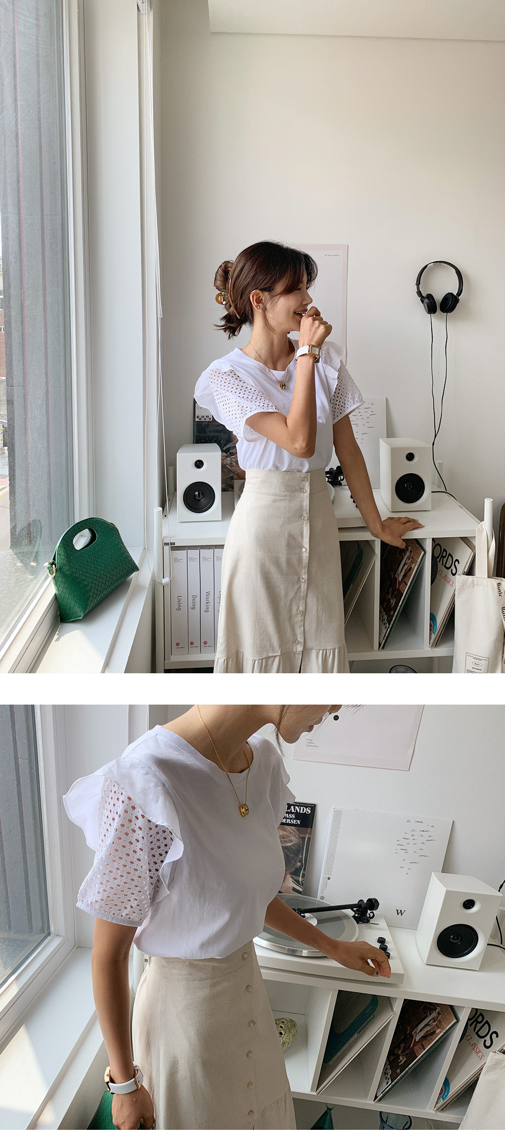 リネン混ギャザーボタンスカート・全2色 | DHOLIC | 詳細画像9