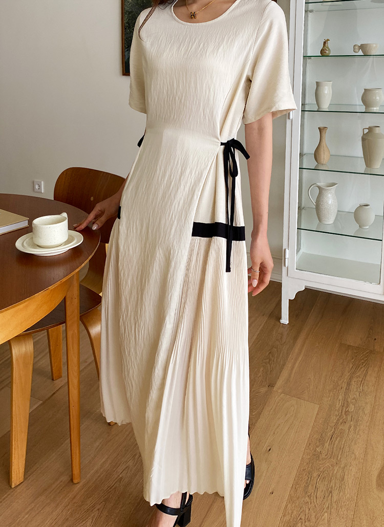 配色ラインプリーツノースリーブスリーブレスフレアロングワンピース春夏秋 ワンピース ロング Dholic Ladies ディーホリックレディース ファッション総合通販 Dholic