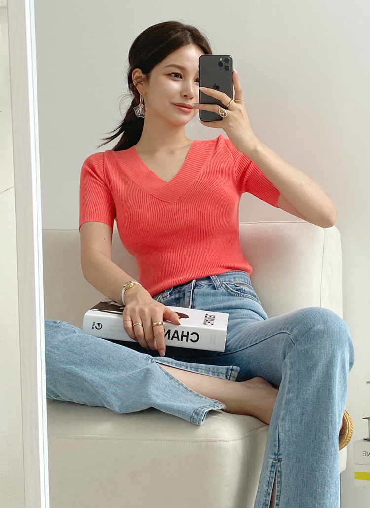 クロスvネック半袖スリムリブニット春夏秋 トップス ニット Dholic Ladies ディーホリックレディース ファッション総合通販 Dholic クロスvネック半袖スリムリブニット春夏秋 トップス ニット Dholic Ladies ディーホリックレディース ファッション総合通販 Dholic