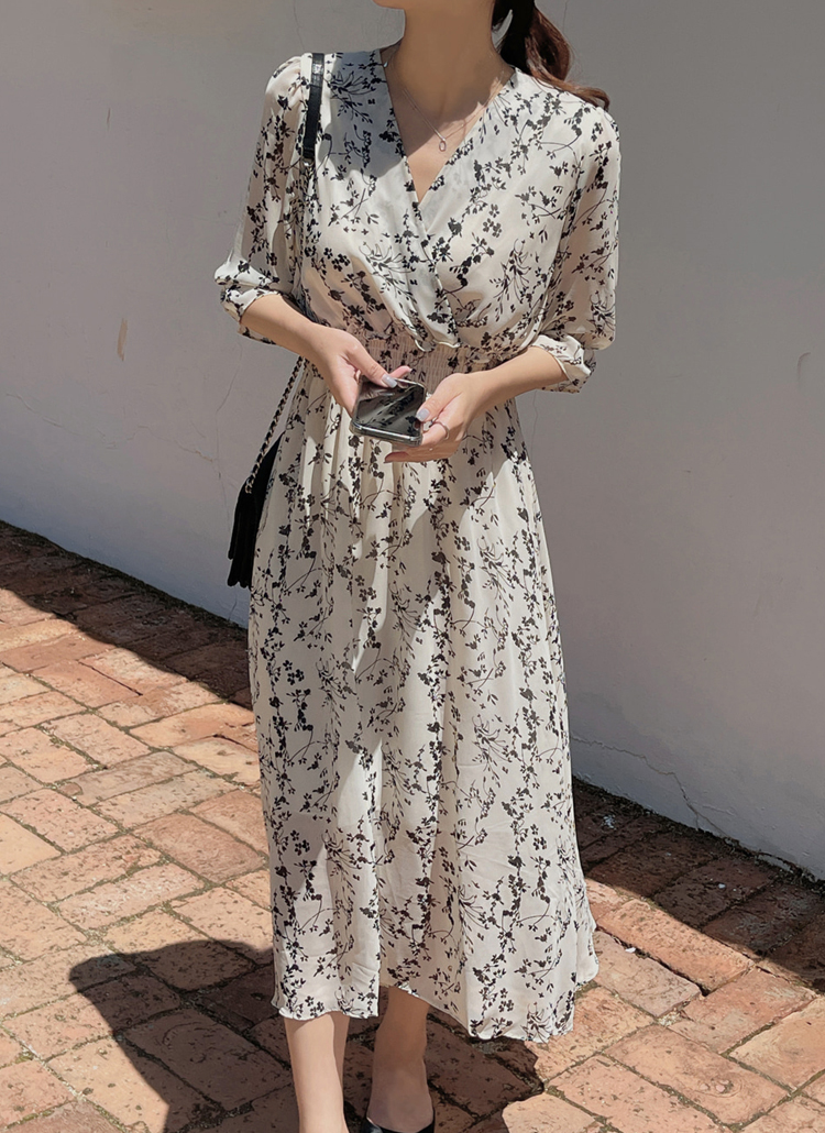 カシュクールフラワーロングワンピース レディースファッション通販 Dholic