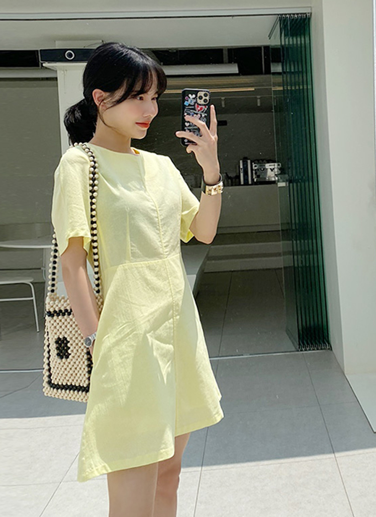 ラウンドコットン半袖フレアミニワンピース春夏秋 ワンピース ミニワンピース Gaenso ゲンソ ファッション総合通販 Dholic