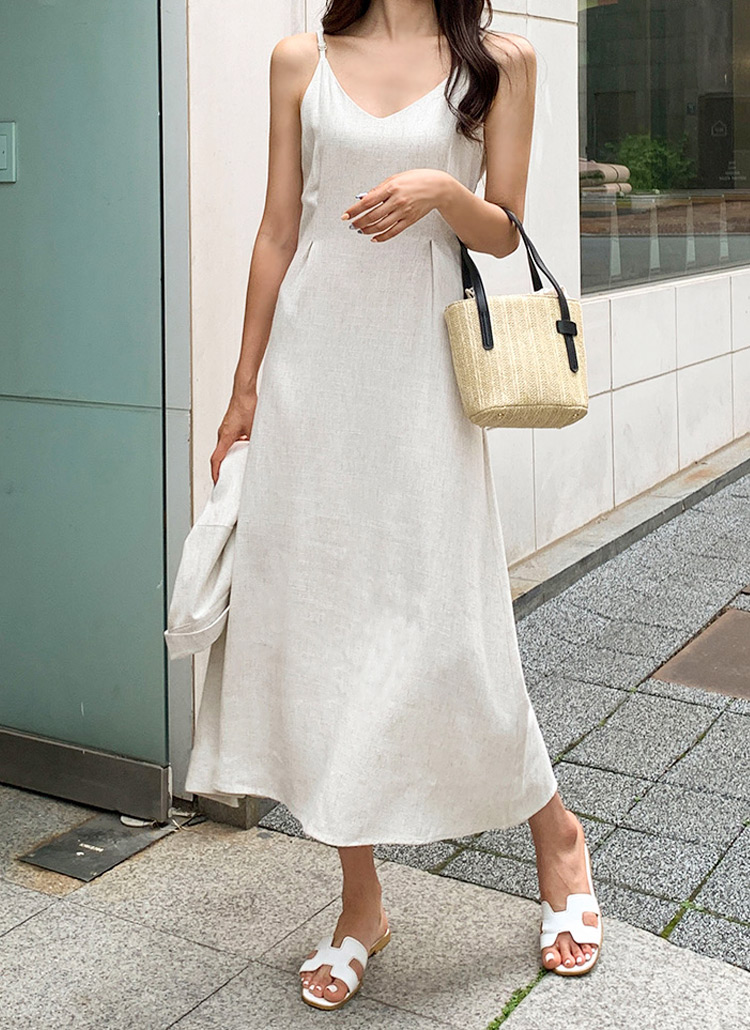 SinceThenリネン ふんわり キャミワンピース ロング リネン混ロングキャミワンピ&シャツSET | レディース