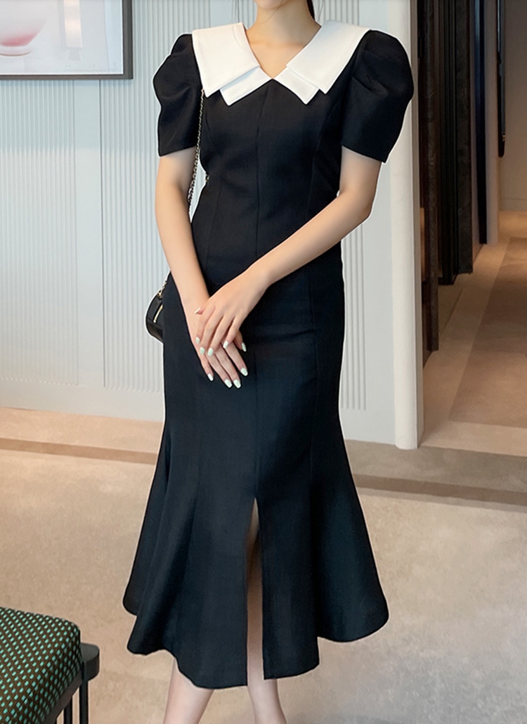 ダブルカラーパフフレアワンピース レディースファッション通販 Dholic 公式